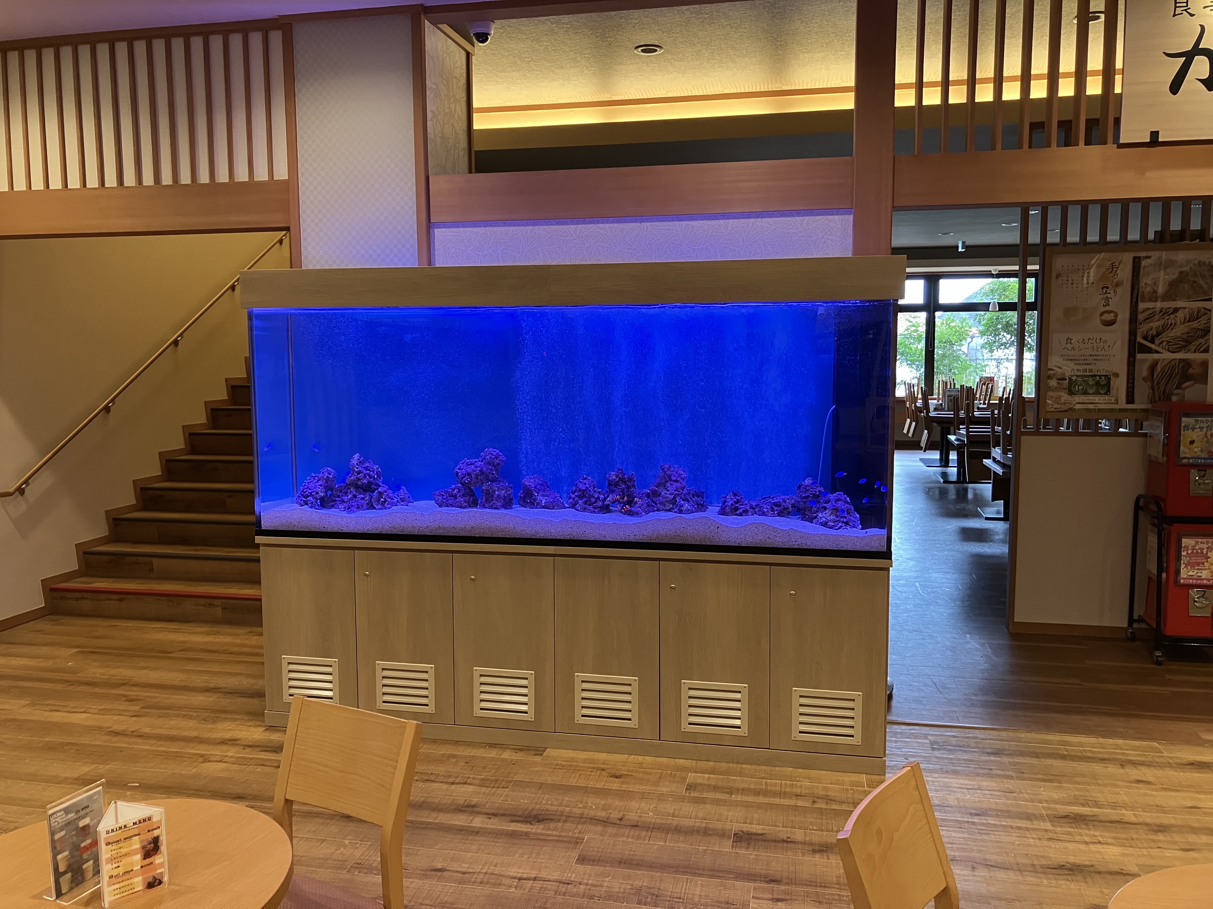 旅館ロビーに設置された大型水槽